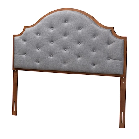Baxton Studio Premala Classic and Traditional Grey Fabric and Walnut Brown Finished Wood King Size Headboard 237-12651-ZORO